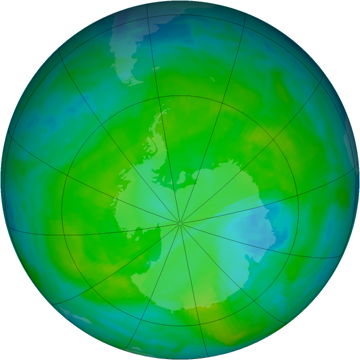 Antarctic ozone map for 11 December 1985